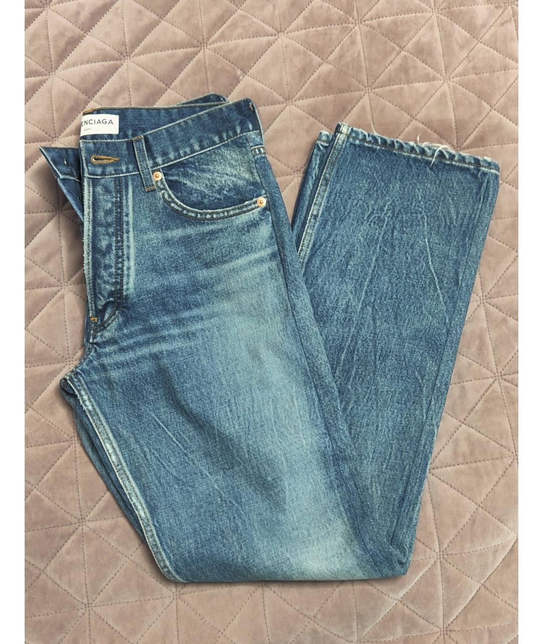 BALENCIAGA Голубые хлопковые прямые джинсы, фото 4