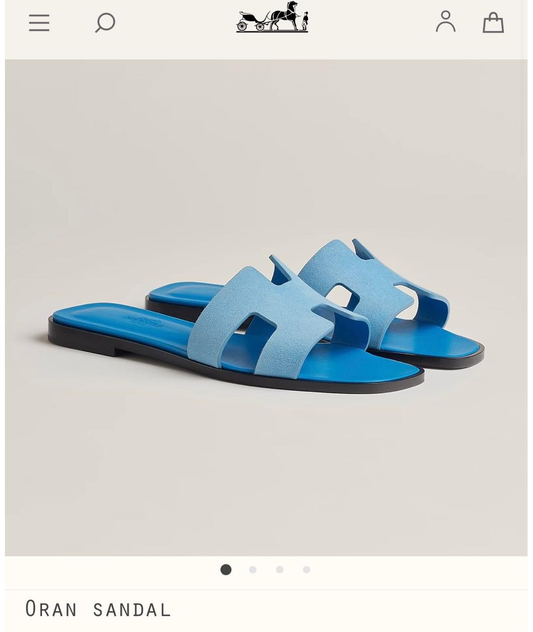 HERMES Голубые замшевые шлепанцы, фото 4