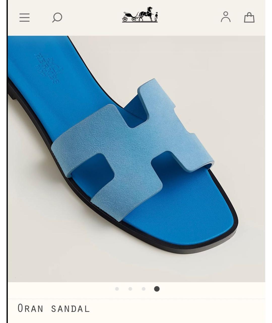 HERMES Голубые замшевые шлепанцы, фото 2