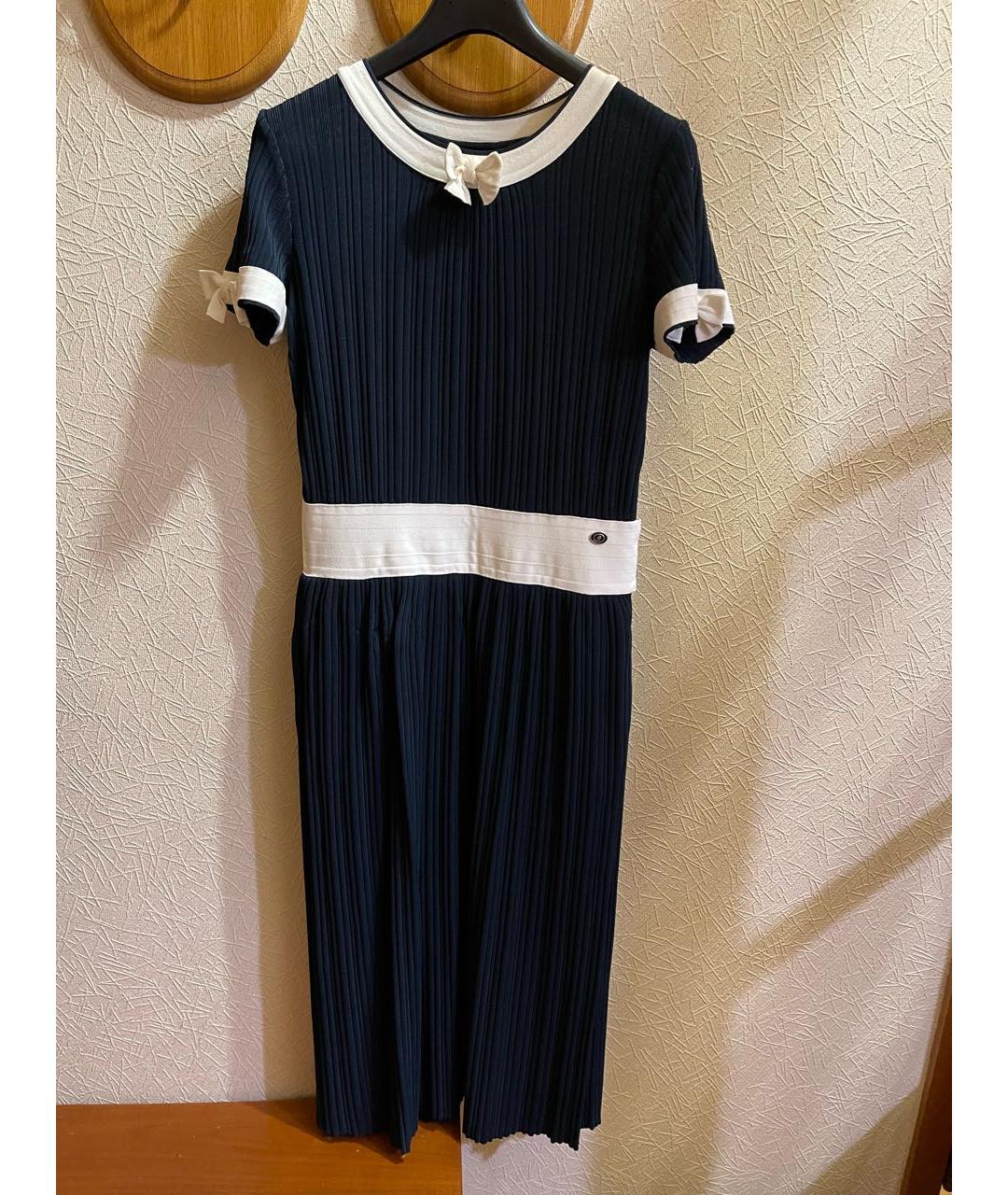 CHANEL PRE-OWNED Темно-синее вискозное платье, фото 7