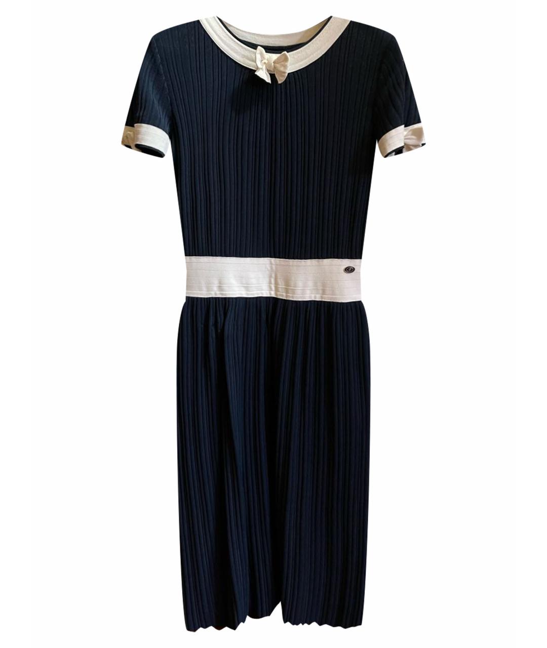 CHANEL PRE-OWNED Темно-синее вискозное платье, фото 1