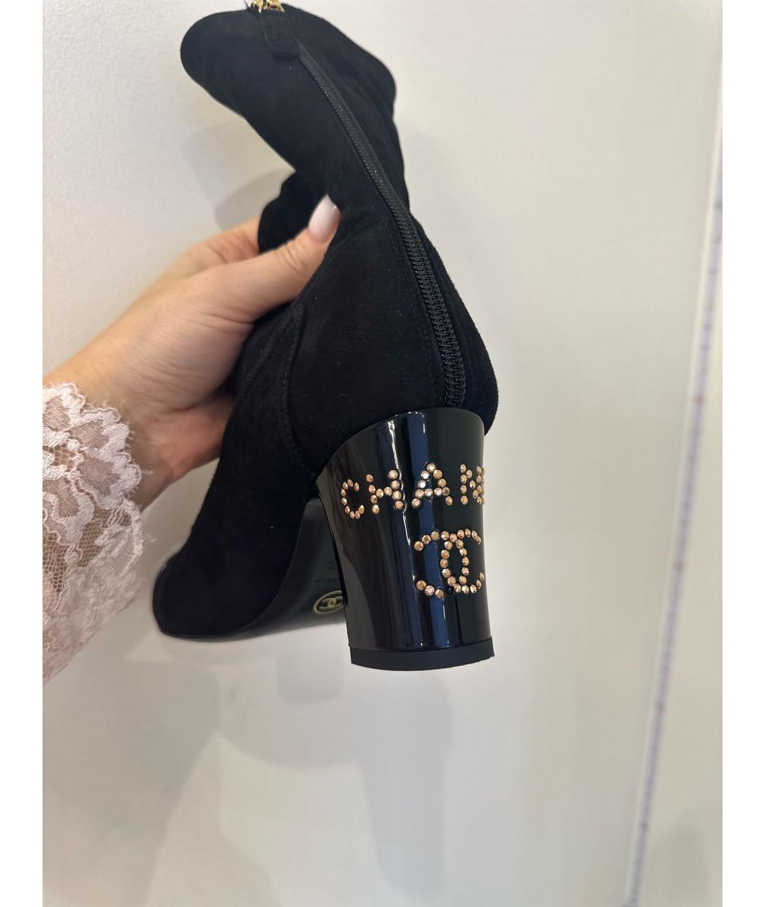 CHANEL PRE-OWNED Черные замшевые полусапоги, фото 6