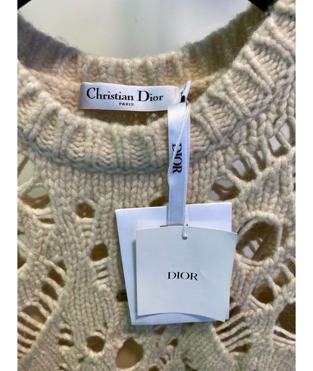 CHRISTIAN DIOR PRE-OWNED Бежевый шерстяной джемпер / свитер, фото 3