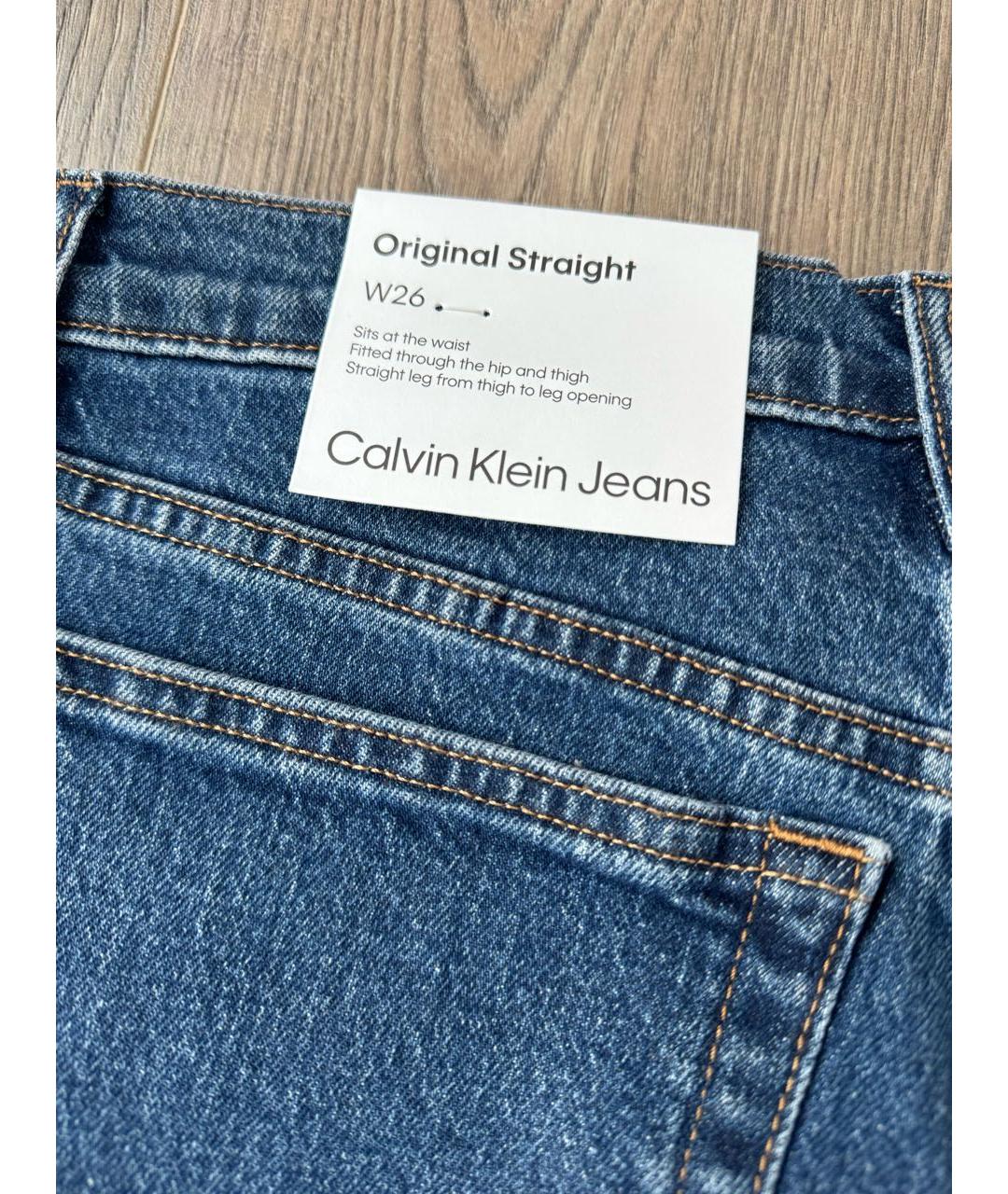 CALVIN KLEIN JEANS Темно-синие хлопковые прямые джинсы, фото 3