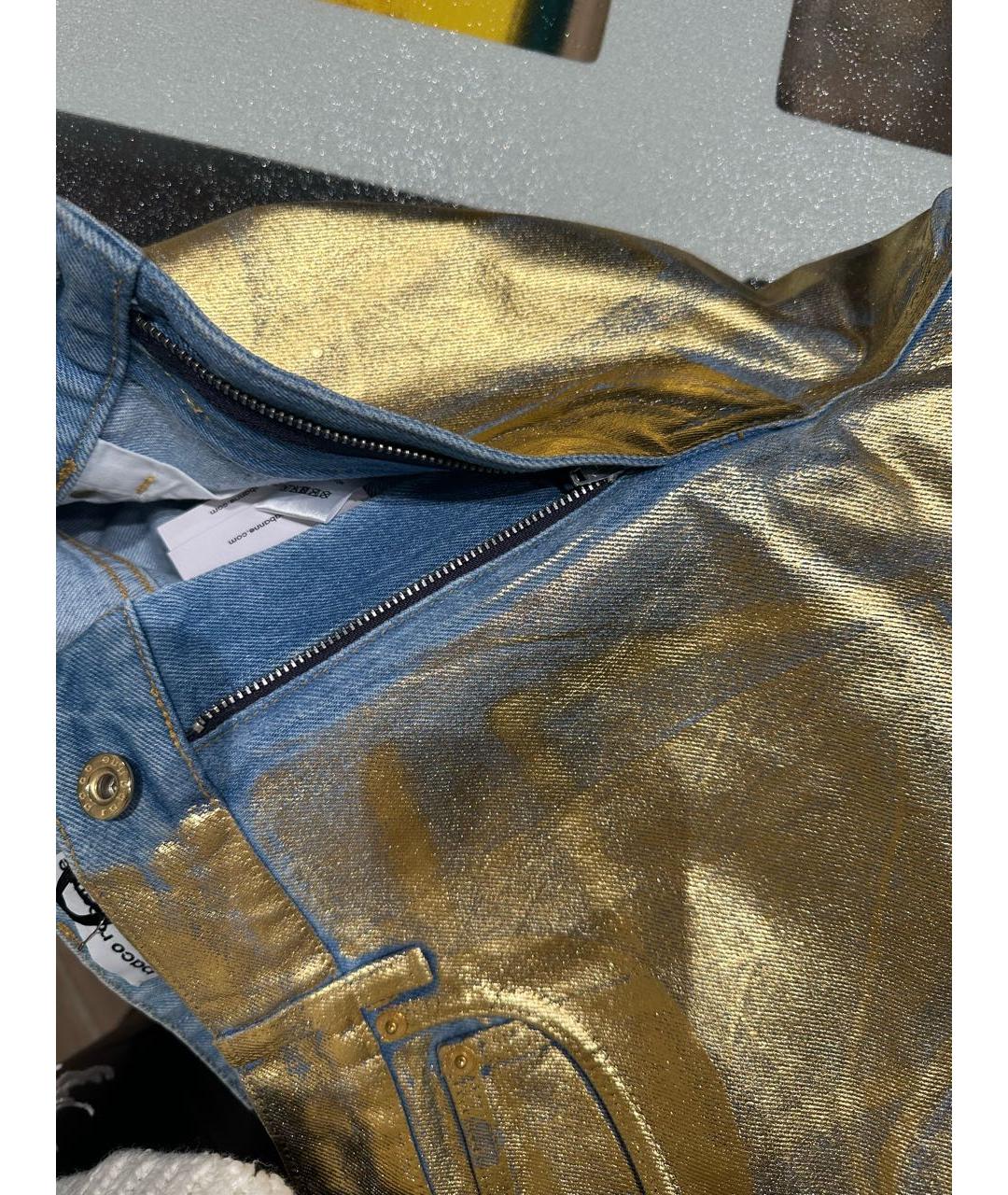 PACO RABANNE Золотые хлопковые джинсы клеш, фото 8