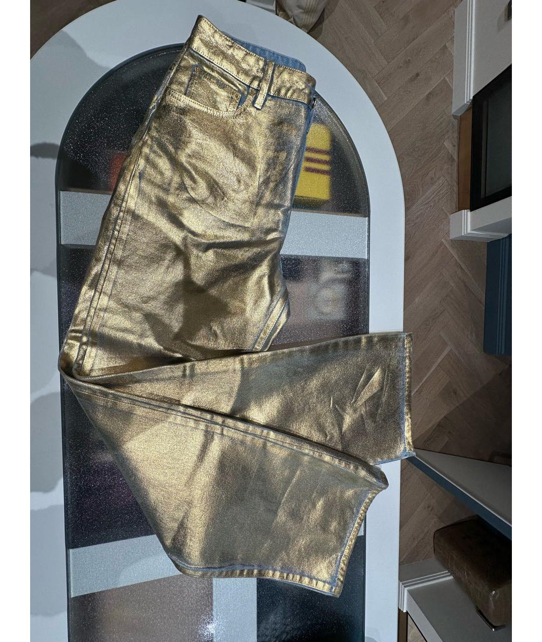 PACO RABANNE Золотые хлопковые джинсы клеш, фото 6