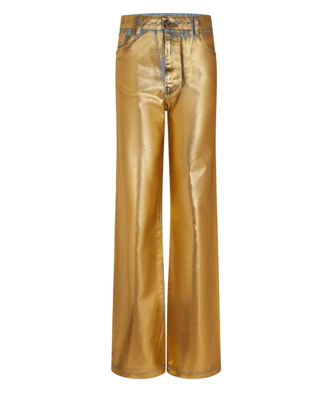 PACO RABANNE Золотые хлопковые джинсы клеш, фото 9