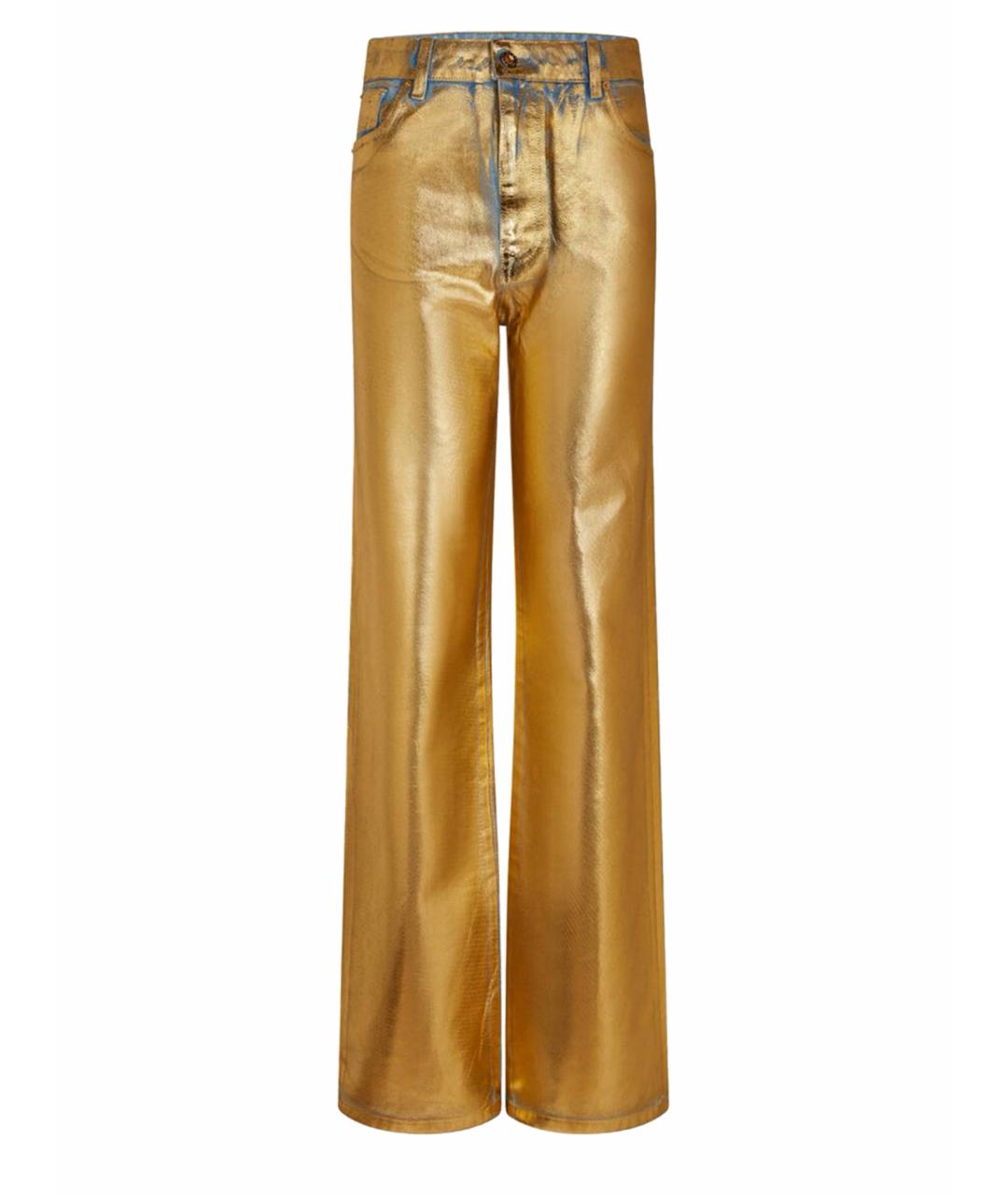 PACO RABANNE Золотые хлопковые джинсы клеш, фото 1