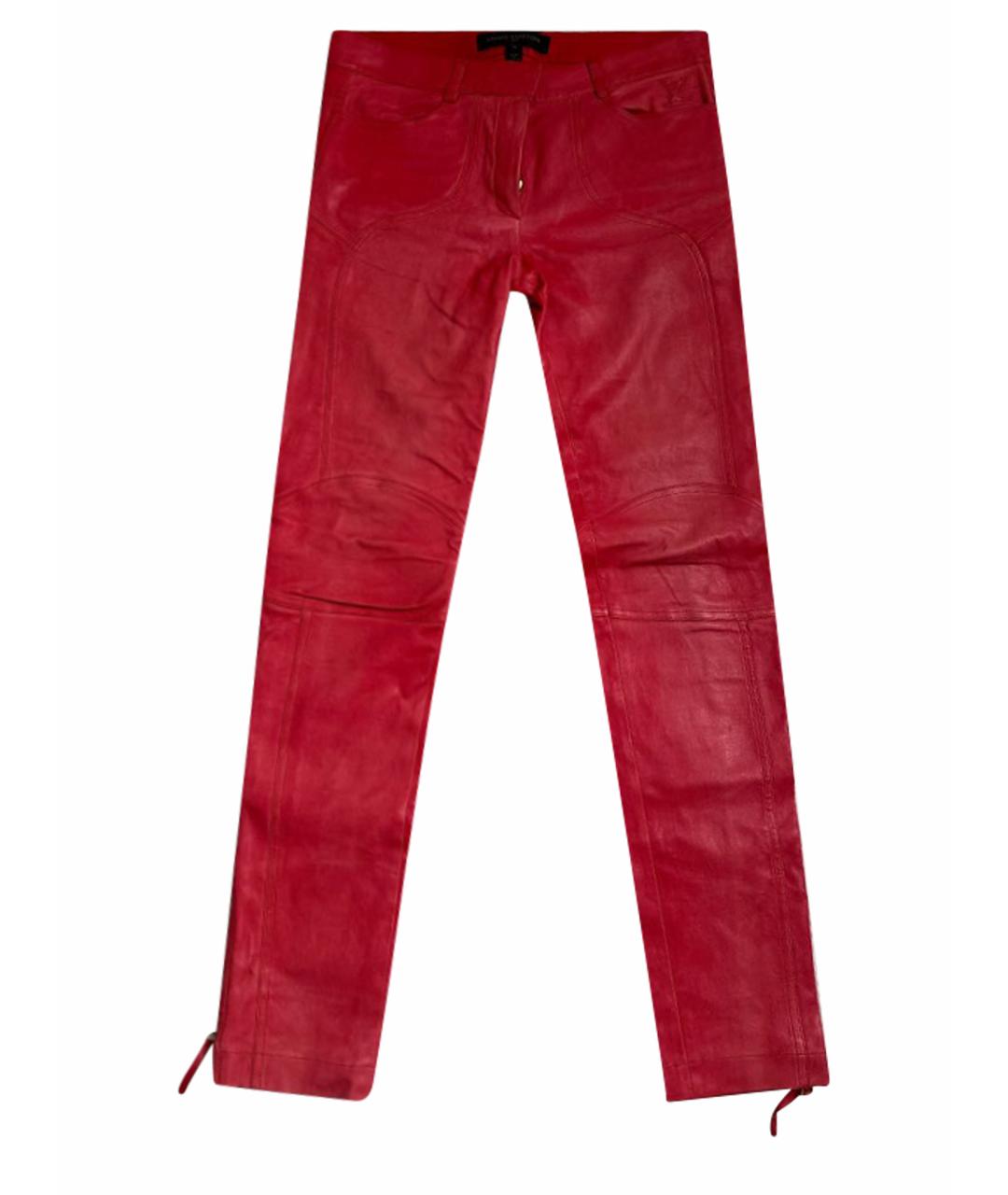 LOUIS VUITTON Розовые кожаные брюки узкие, фото 1