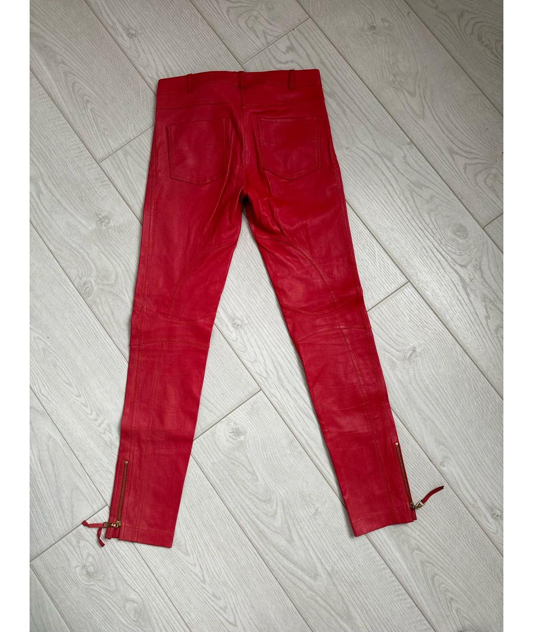 LOUIS VUITTON Розовые кожаные брюки узкие, фото 2