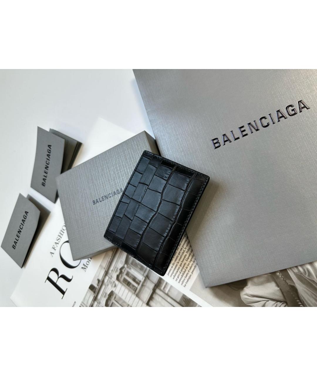 BALENCIAGA Черный кожаный кардхолдер, фото 4