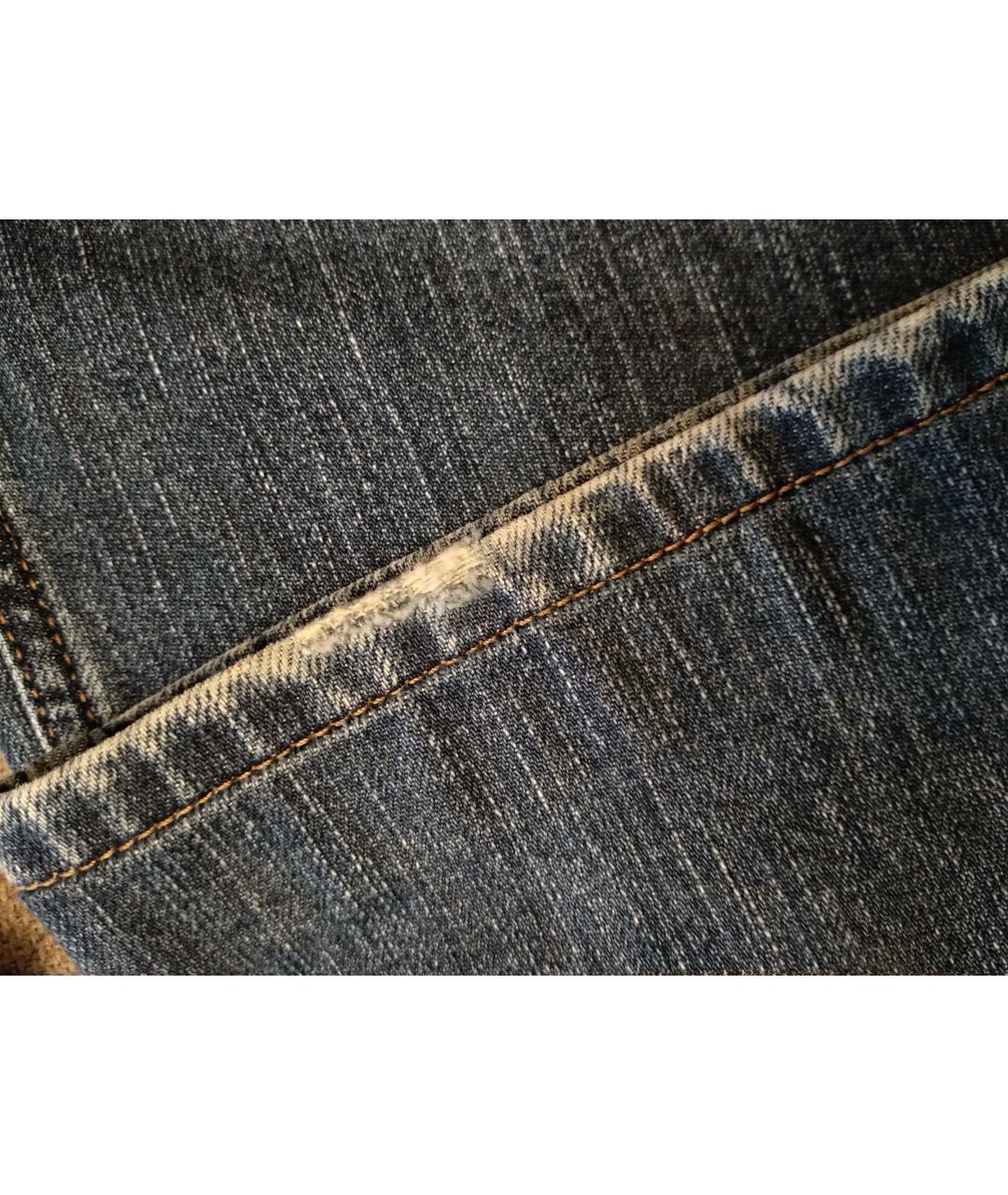 ERMENEGILDO ZEGNA Синие хлопко-полиэстеровые прямые джинсы, фото 8