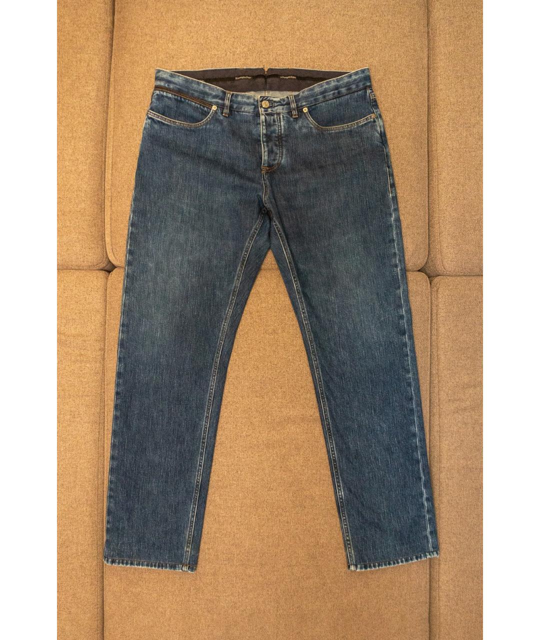 ERMENEGILDO ZEGNA Синие хлопко-полиэстеровые прямые джинсы, фото 10