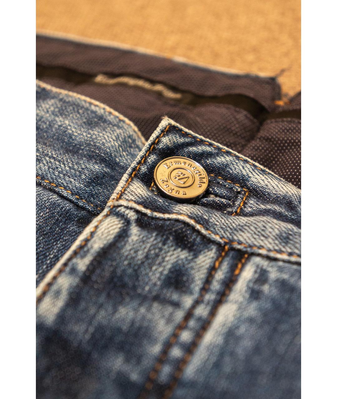ERMENEGILDO ZEGNA Синие хлопко-полиэстеровые прямые джинсы, фото 6