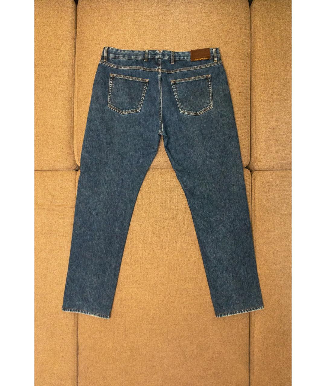 ERMENEGILDO ZEGNA Синие хлопко-полиэстеровые прямые джинсы, фото 2