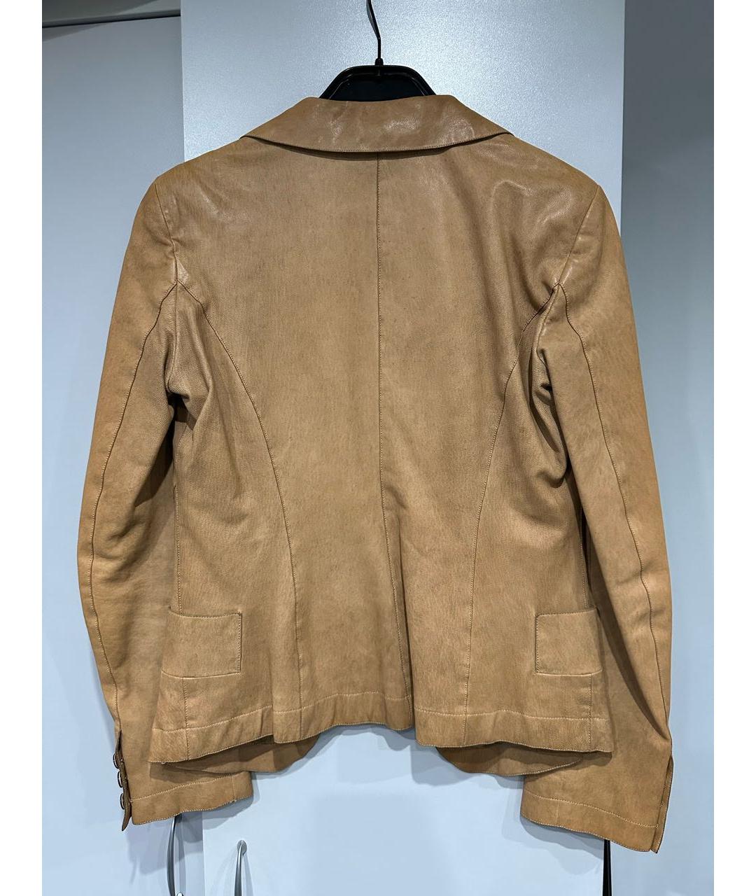 GIORGIO ARMANI Горчичный кожаный жакет/пиджак, фото 2