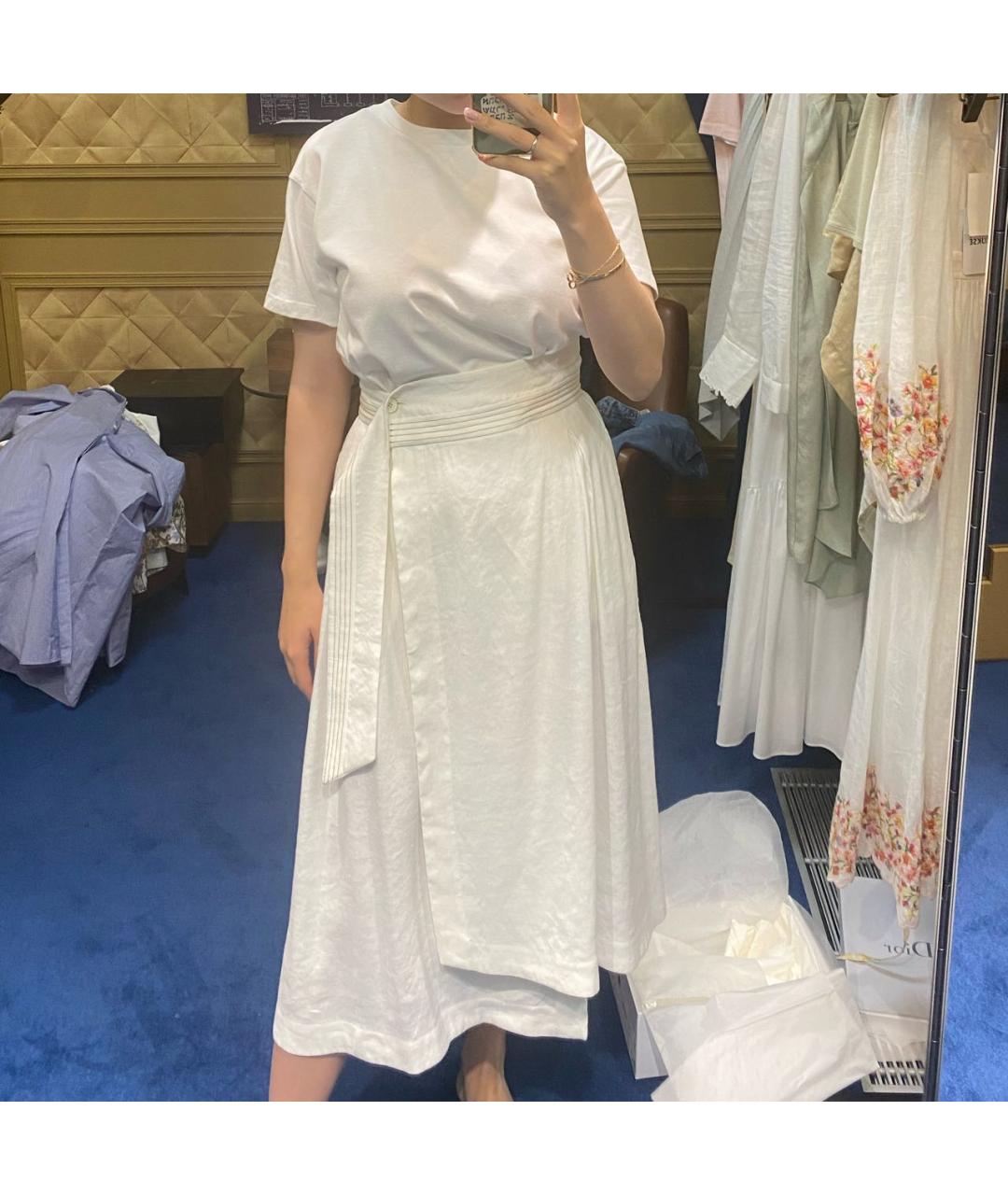 LORENA ANTONIAZZI Белая льняная юбка миди, фото 5