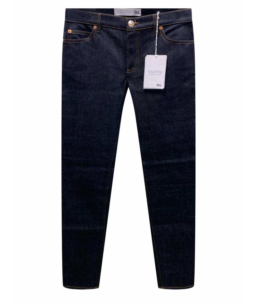 VALENTINO Темно-синие хлопковые прямые джинсы, фото 1