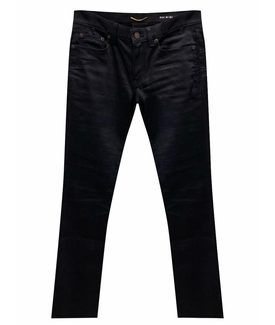 SAINT LAURENT Черные хлопко-эластановые прямые джинсы, фото 1