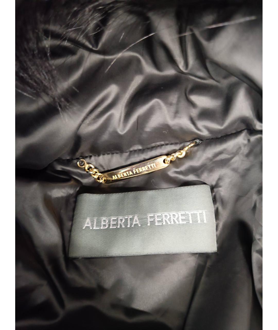 ALBERTA FERRETTI Черное полиэстеровое пальто, фото 5