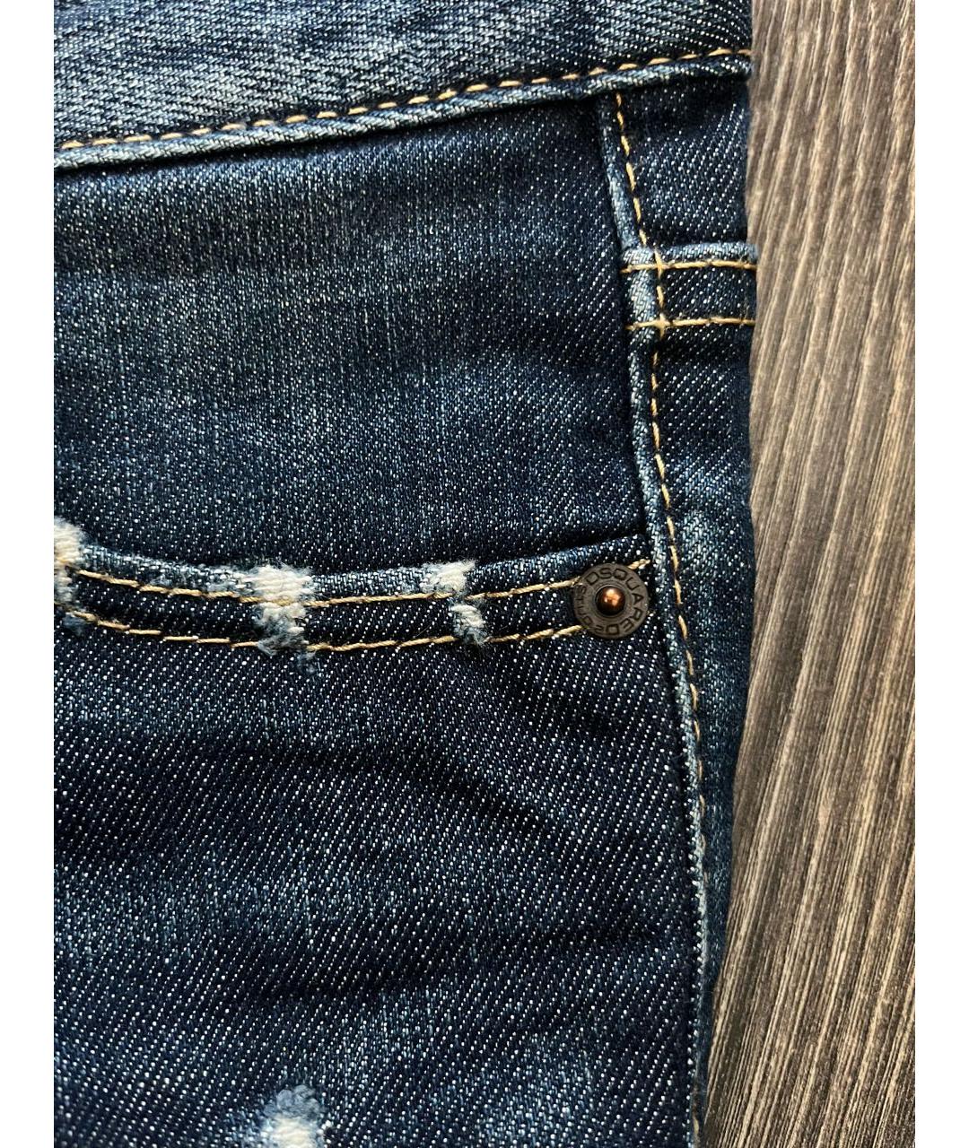 DSQUARED2 Темно-синие хлопковые джинсы слим, фото 6