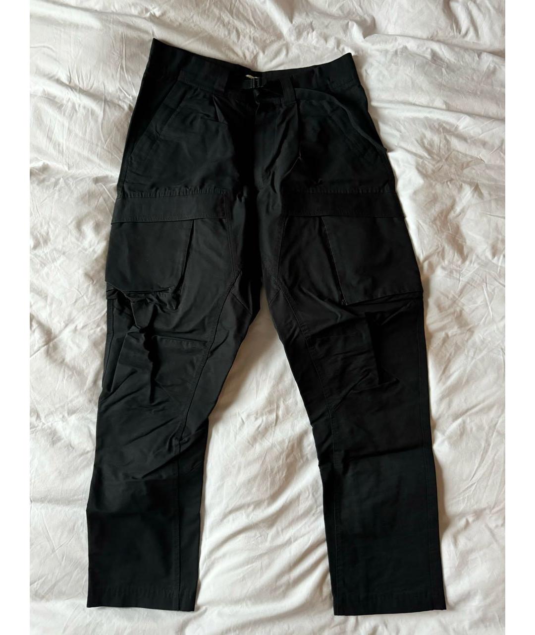 BOTTEGA VENETA Черные хлопковые повседневные брюки, фото 2