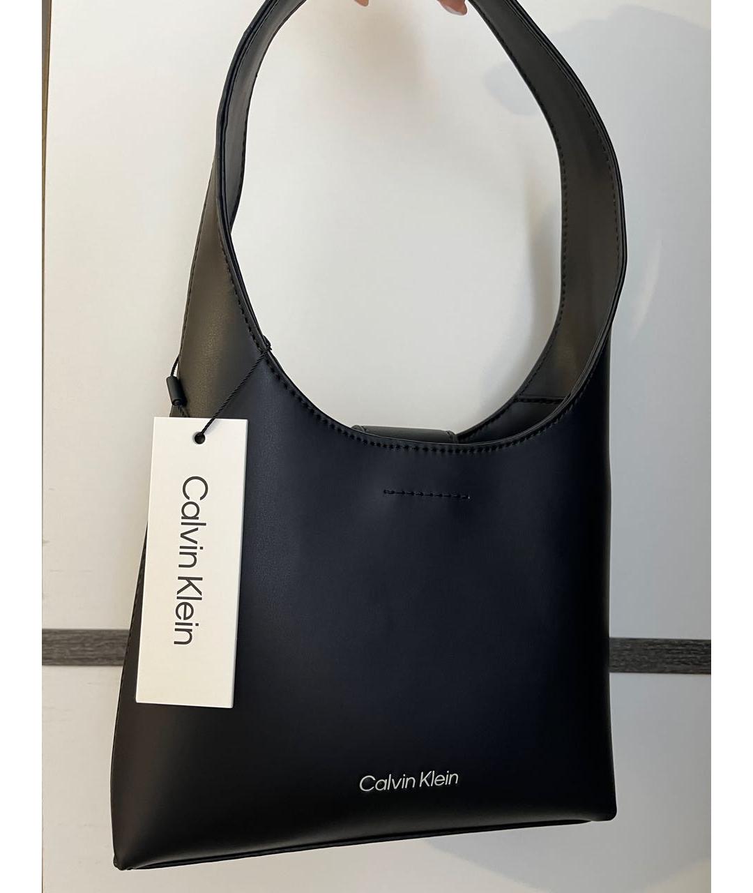 CALVIN KLEIN Черная сумка с короткими ручками из искусственной кожи, фото 5