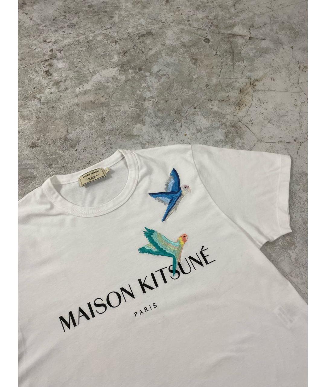 MAISON KITSUNE Белая хлопковая футболка, фото 3