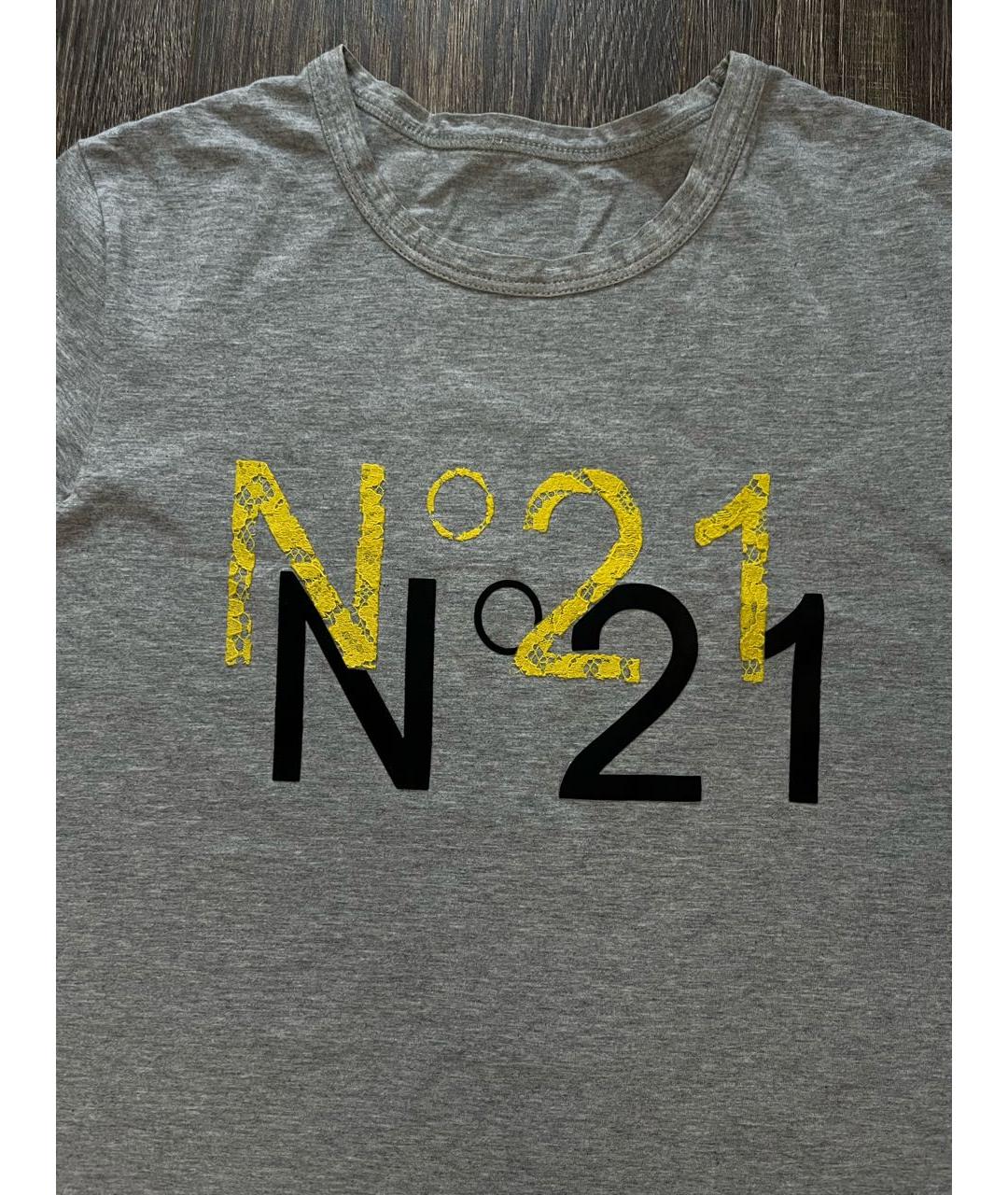 NO. 21 Серая хлопковая футболка, фото 3