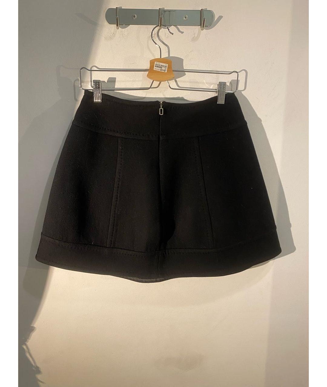 MALO Черная шерстяная юбка мини, фото 2