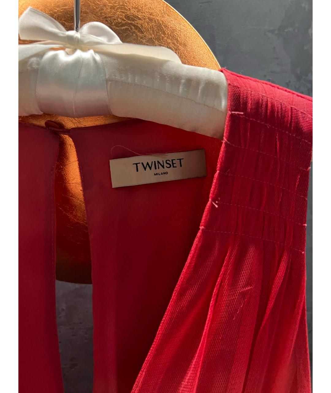 TWIN-SET Бордовое полиэстеровое вечернее платье, фото 3