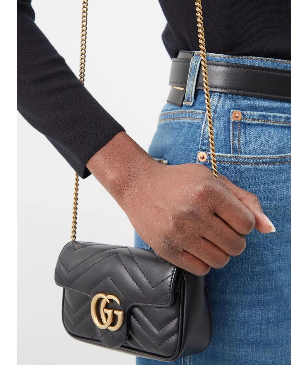 GUCCI Черная кожаная сумка через плечо, фото 6