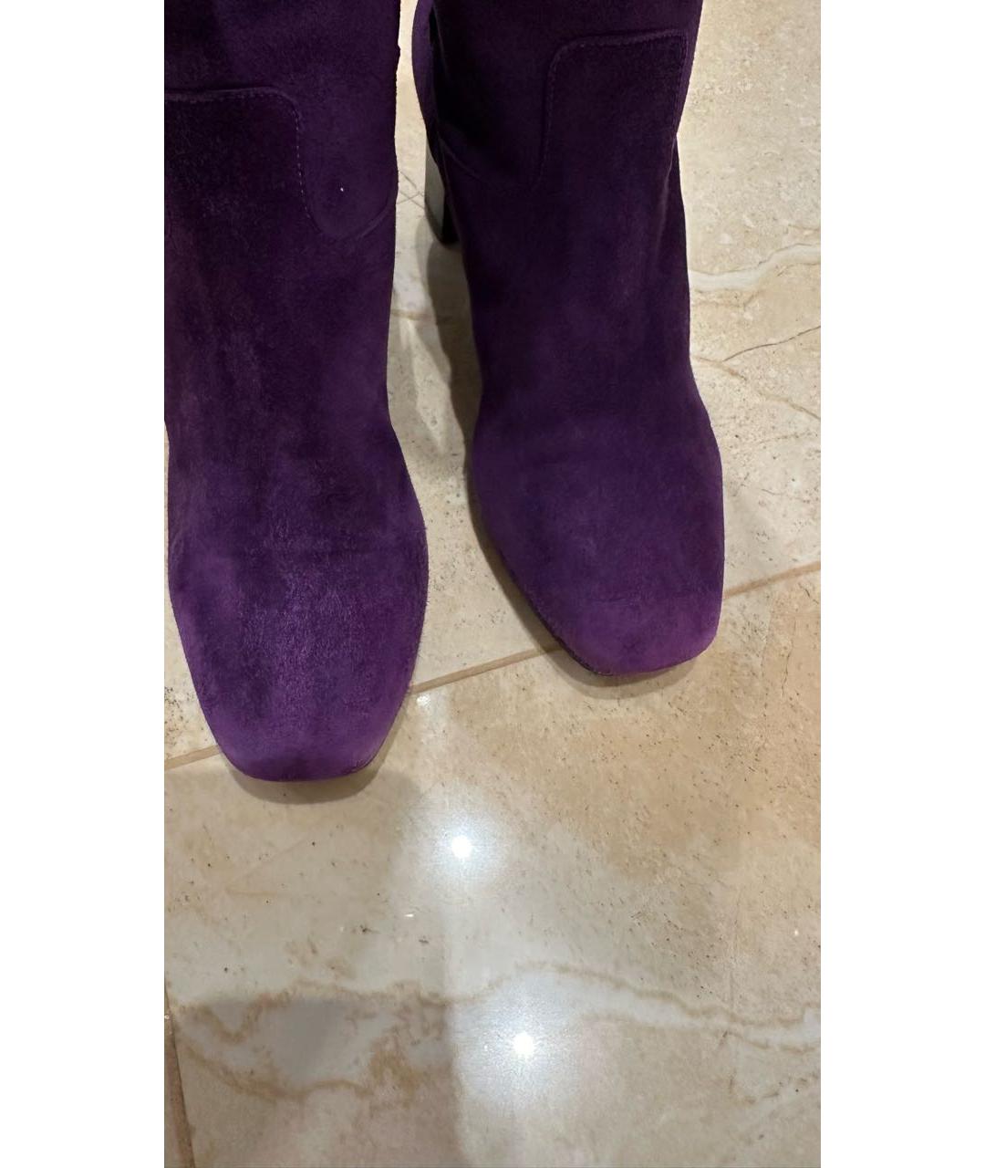 HERMES Фиолетовые замшевые ботфорты, фото 7