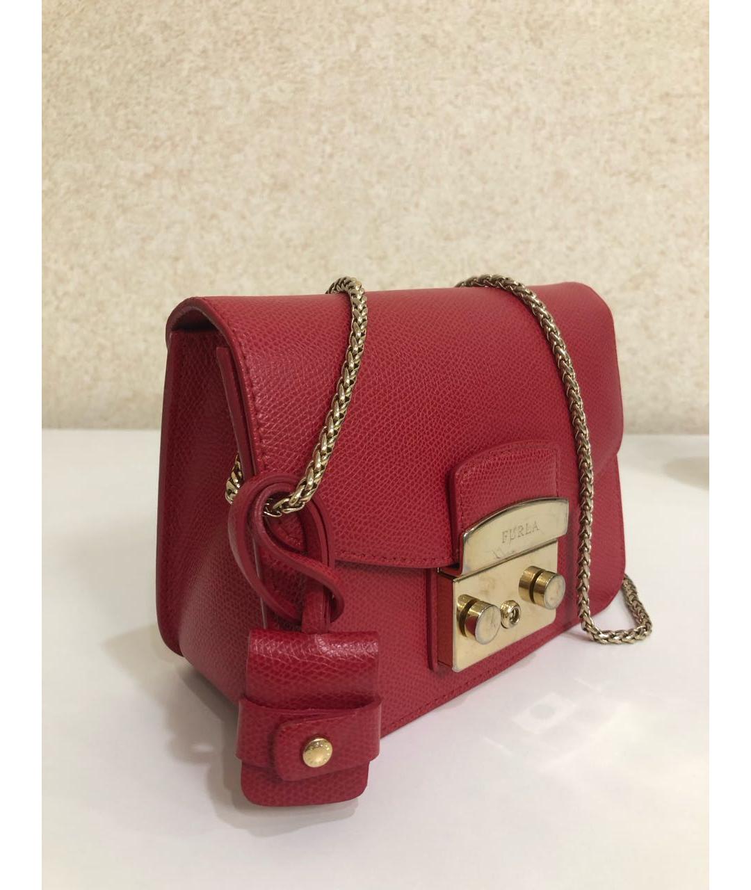 FURLA Красная кожаная сумка тоут, фото 2
