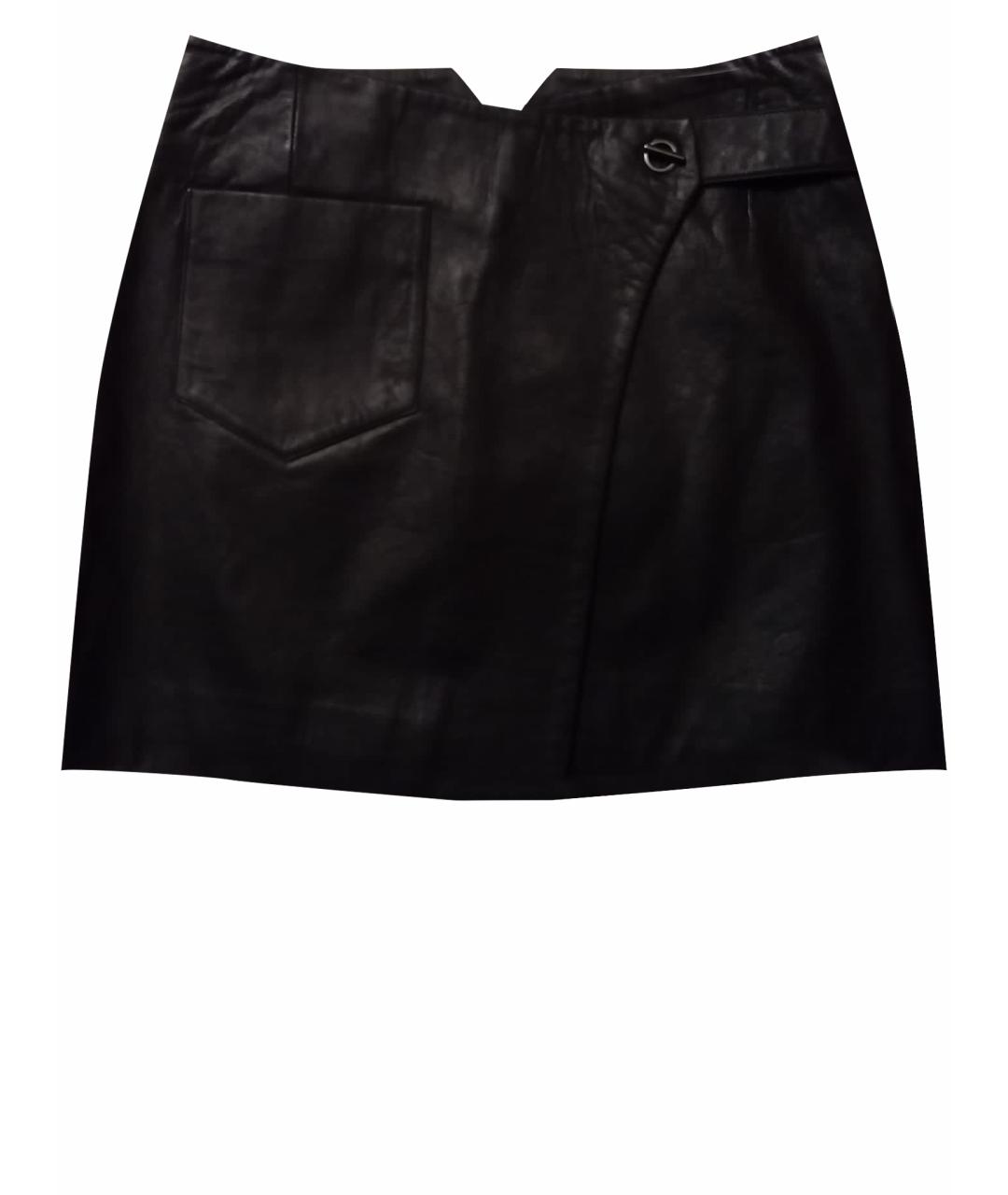 BA&SH Черная кожаная юбка мини, фото 1