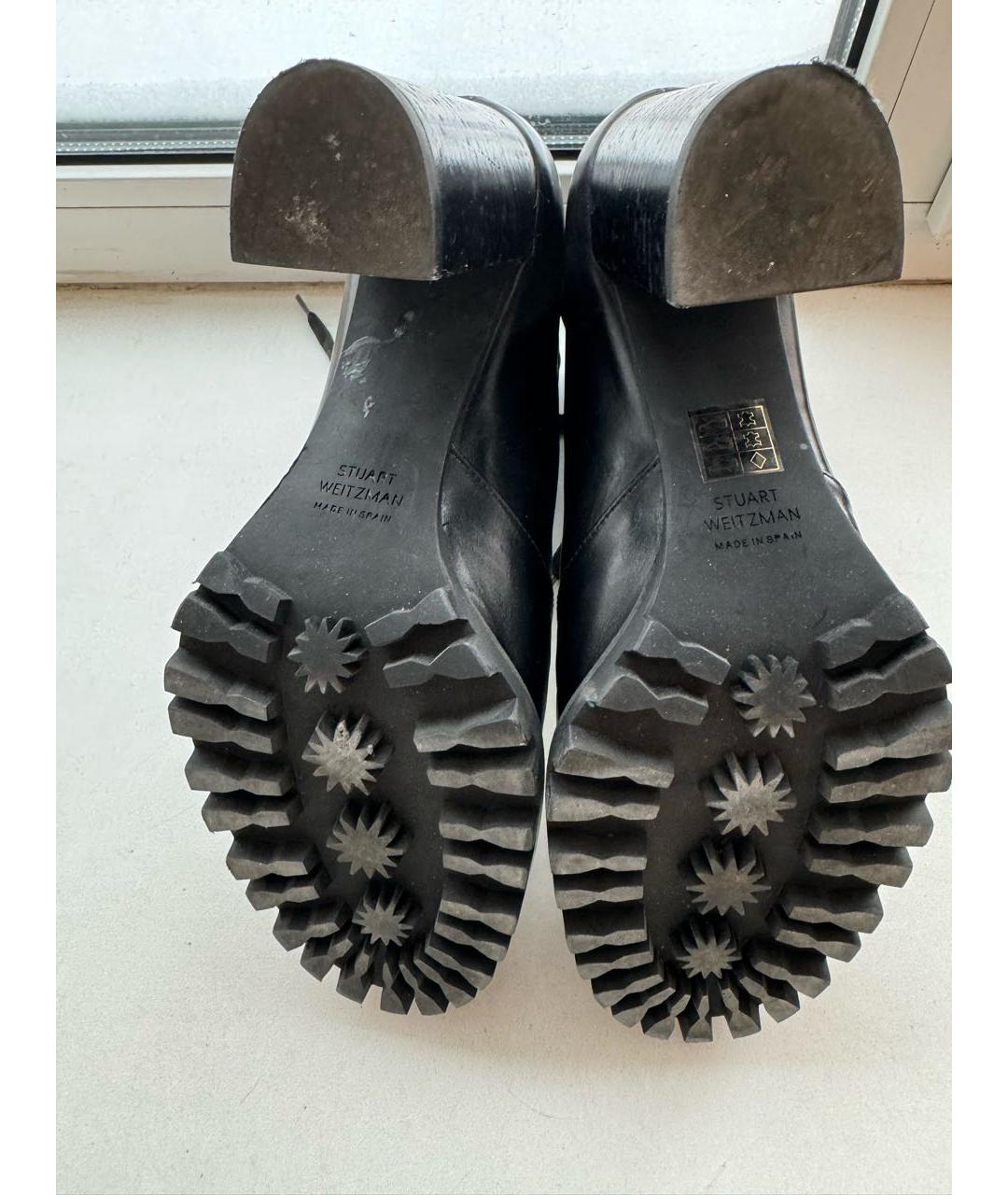STUART WEITZMAN Черные кожаные ботинки, фото 5