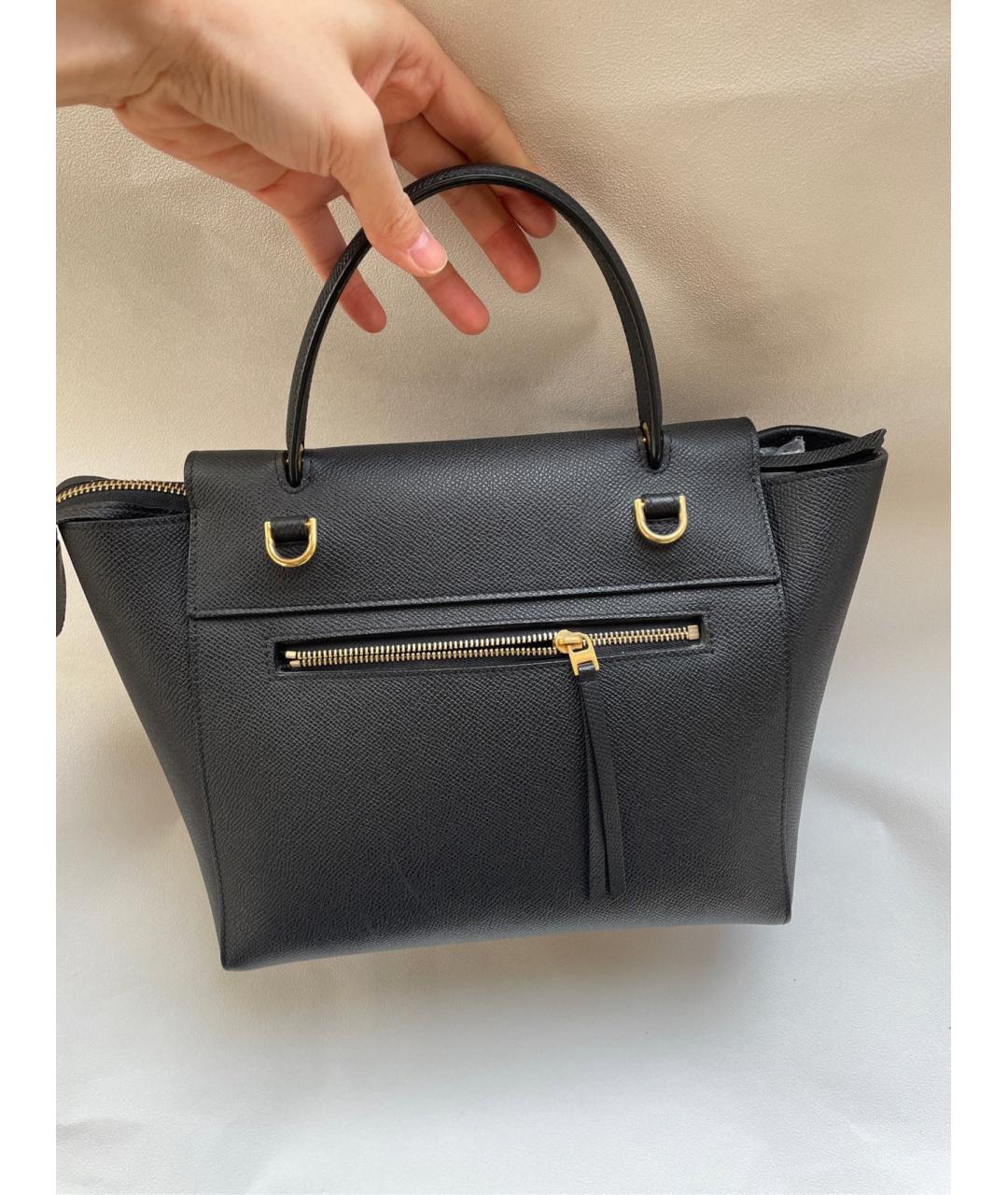CELINE Черная кожаная сумка тоут, фото 2