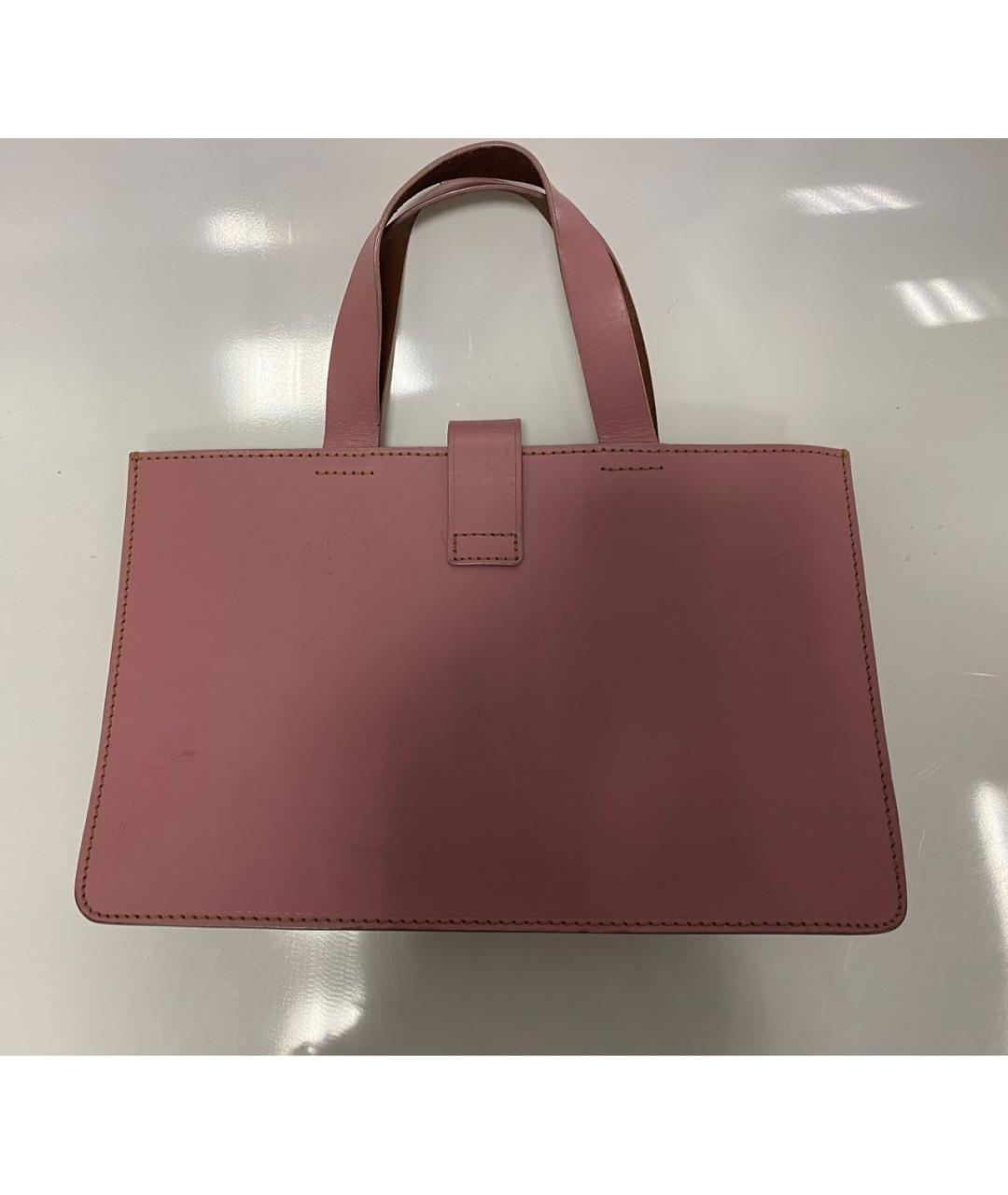 TRUSSARDI Розовая кожаная сумка с короткими ручками, фото 2