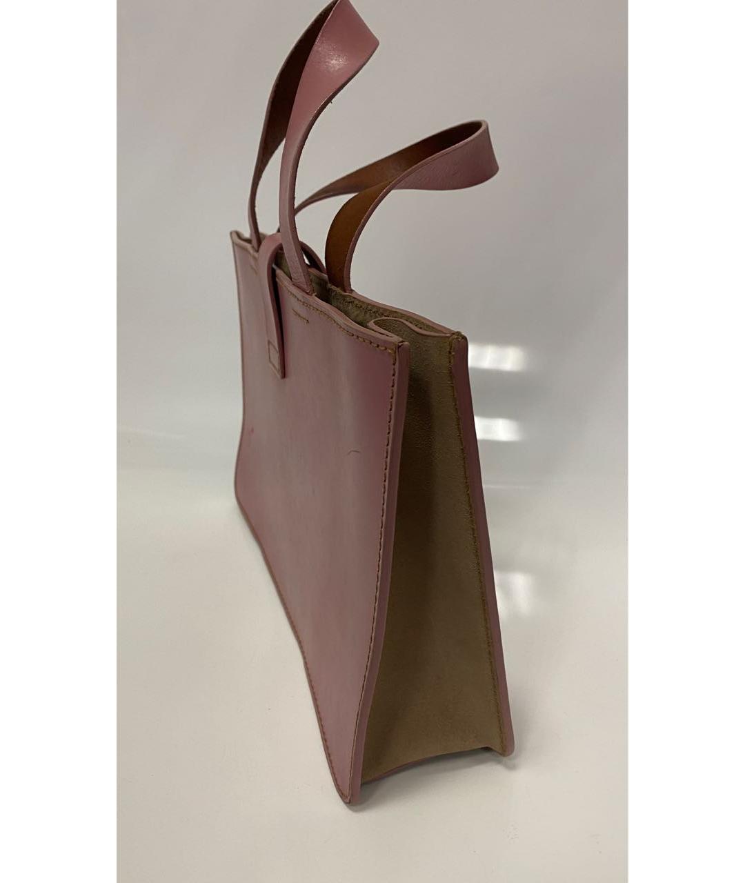 TRUSSARDI Розовая кожаная сумка с короткими ручками, фото 4