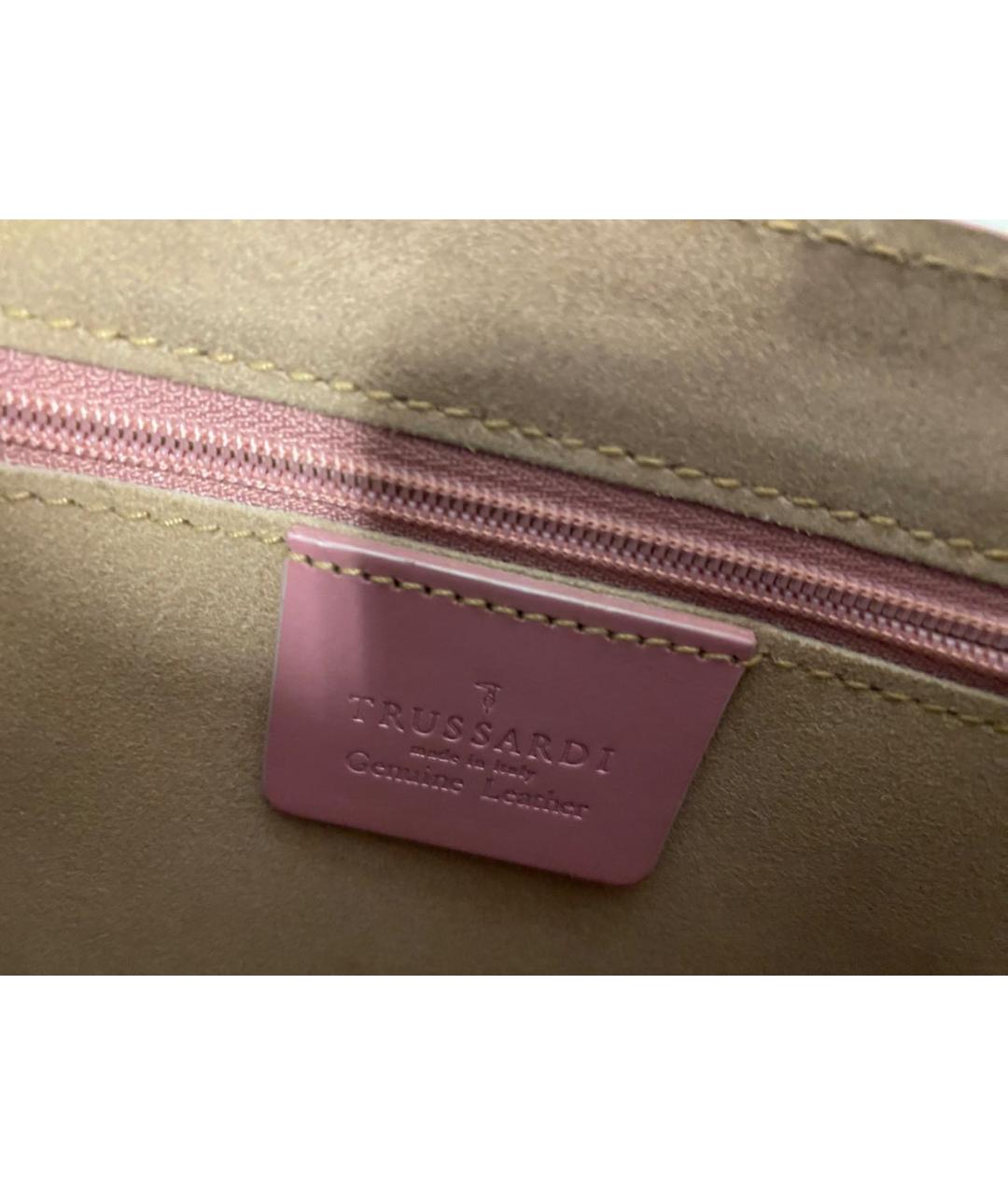 TRUSSARDI Розовая кожаная сумка с короткими ручками, фото 6