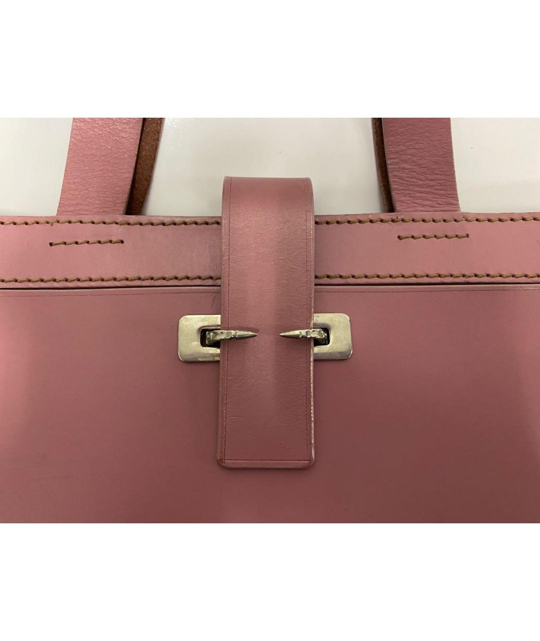 TRUSSARDI Розовая кожаная сумка с короткими ручками, фото 3