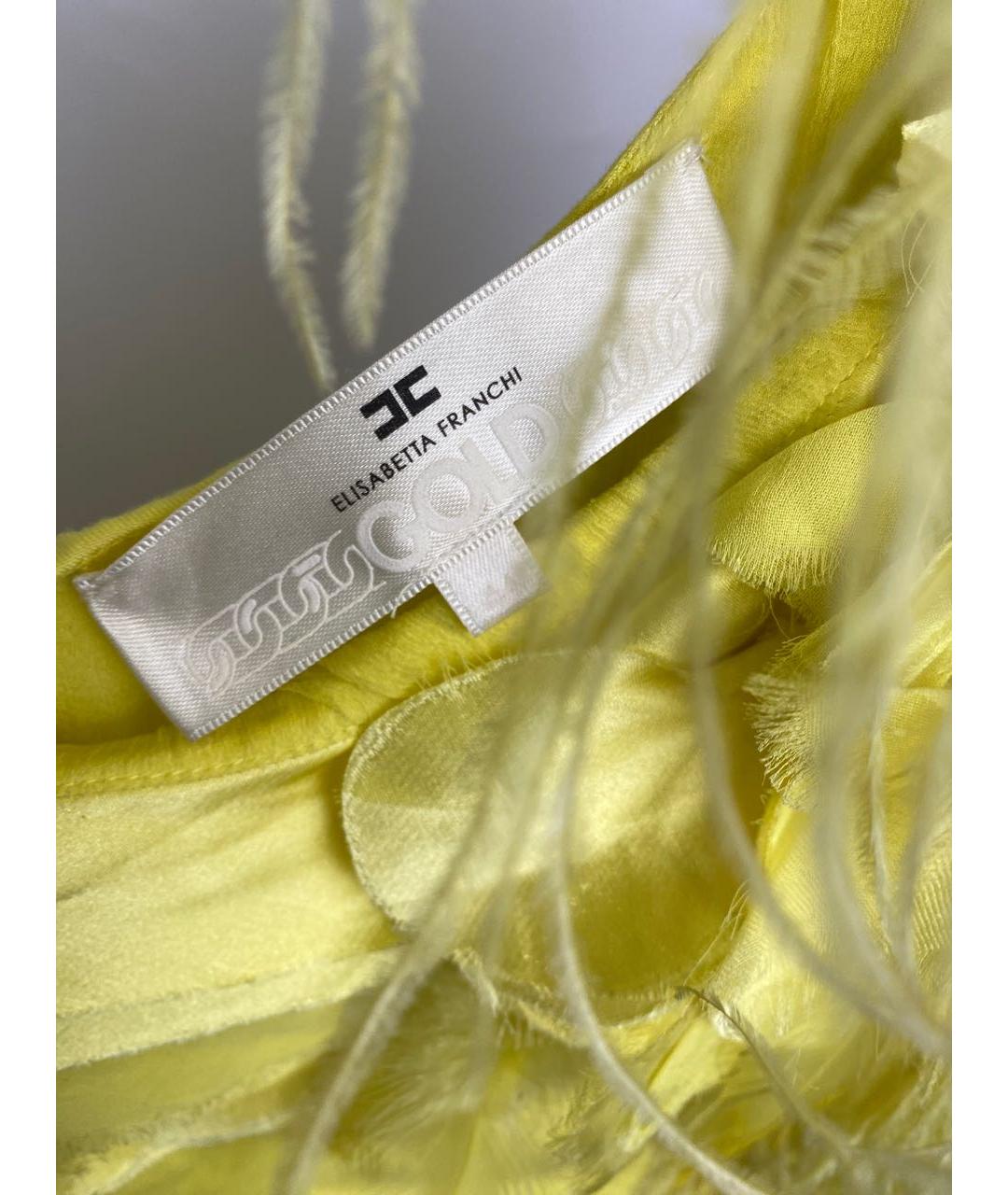 ELISABETTA FRANCHI Желтое вискозное коктейльное платье, фото 4