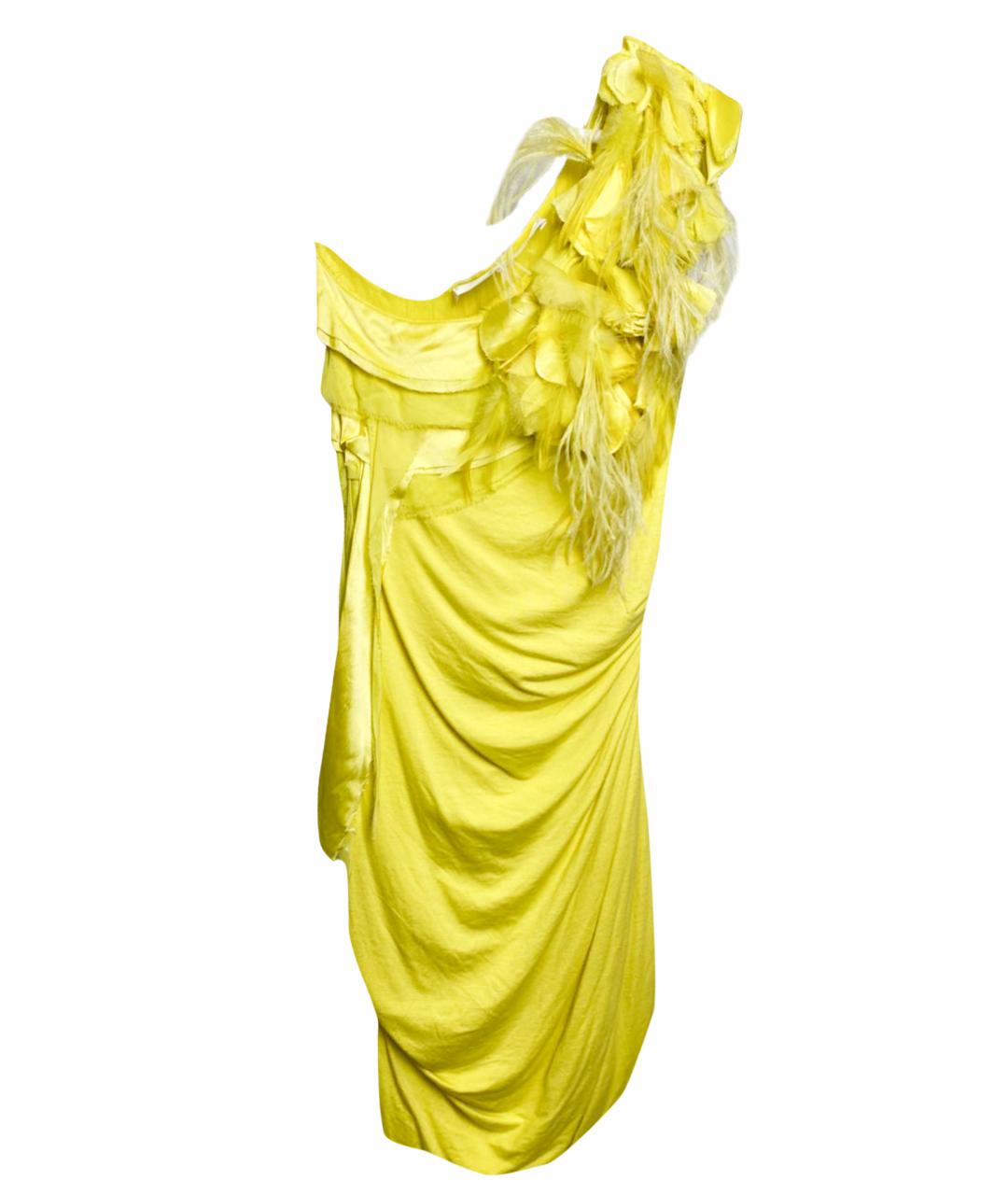 ELISABETTA FRANCHI Желтое вискозное коктейльное платье, фото 1