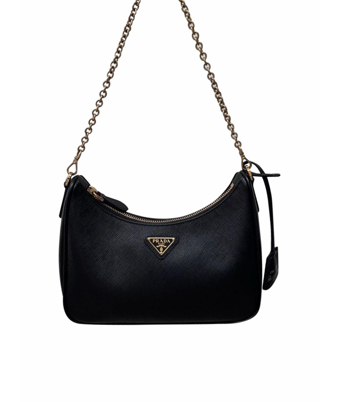PRADA Черная кожаная сумка с короткими ручками Re-Edition 2005 для