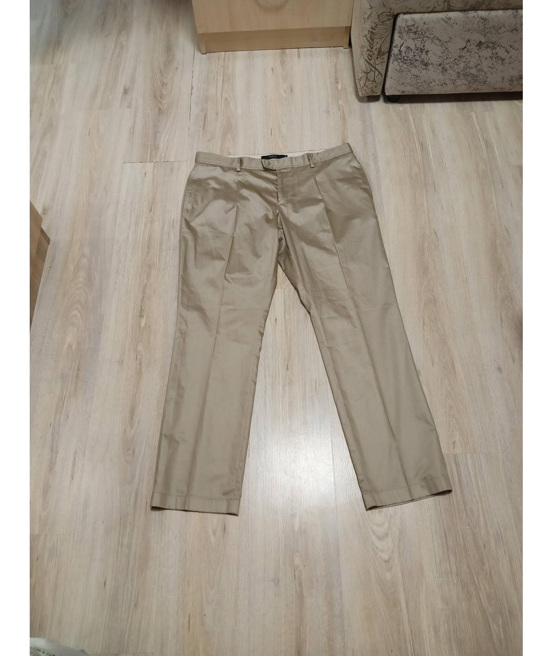 RED VALENTINO Бежевые хлопковые классические брюки, фото 10
