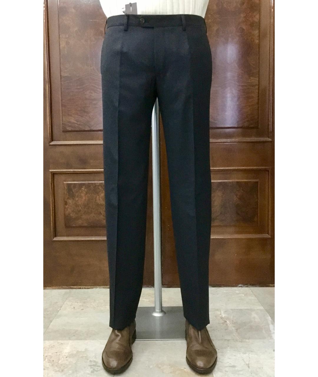 BILANCIONI Антрацитовые шерстяные классические брюки, фото 9