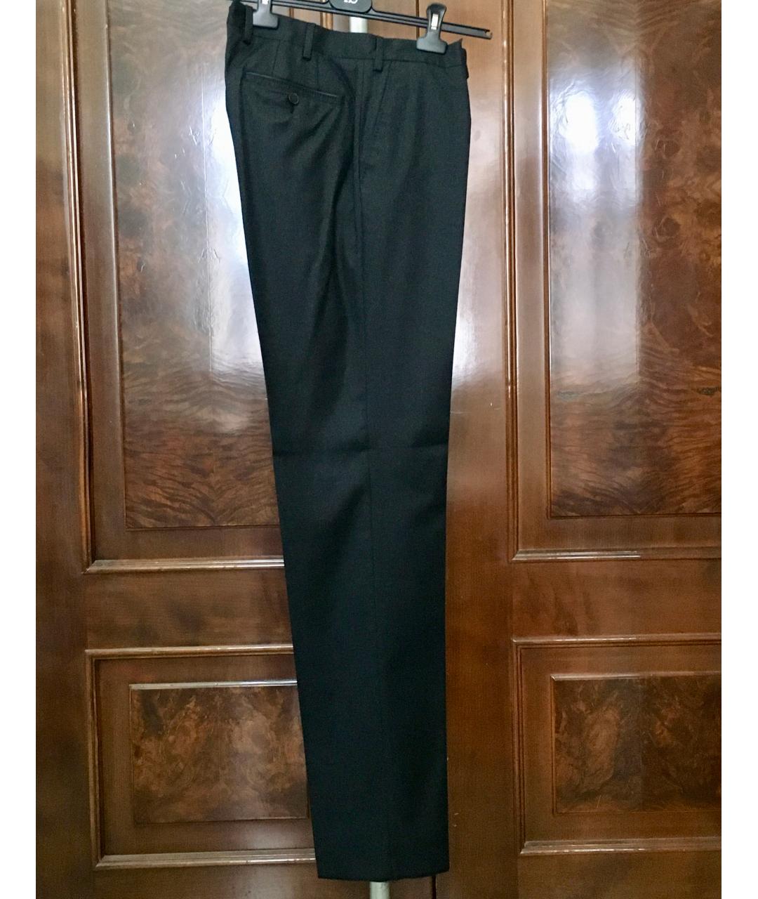 BILANCIONI Антрацитовые шерстяные классические брюки, фото 8