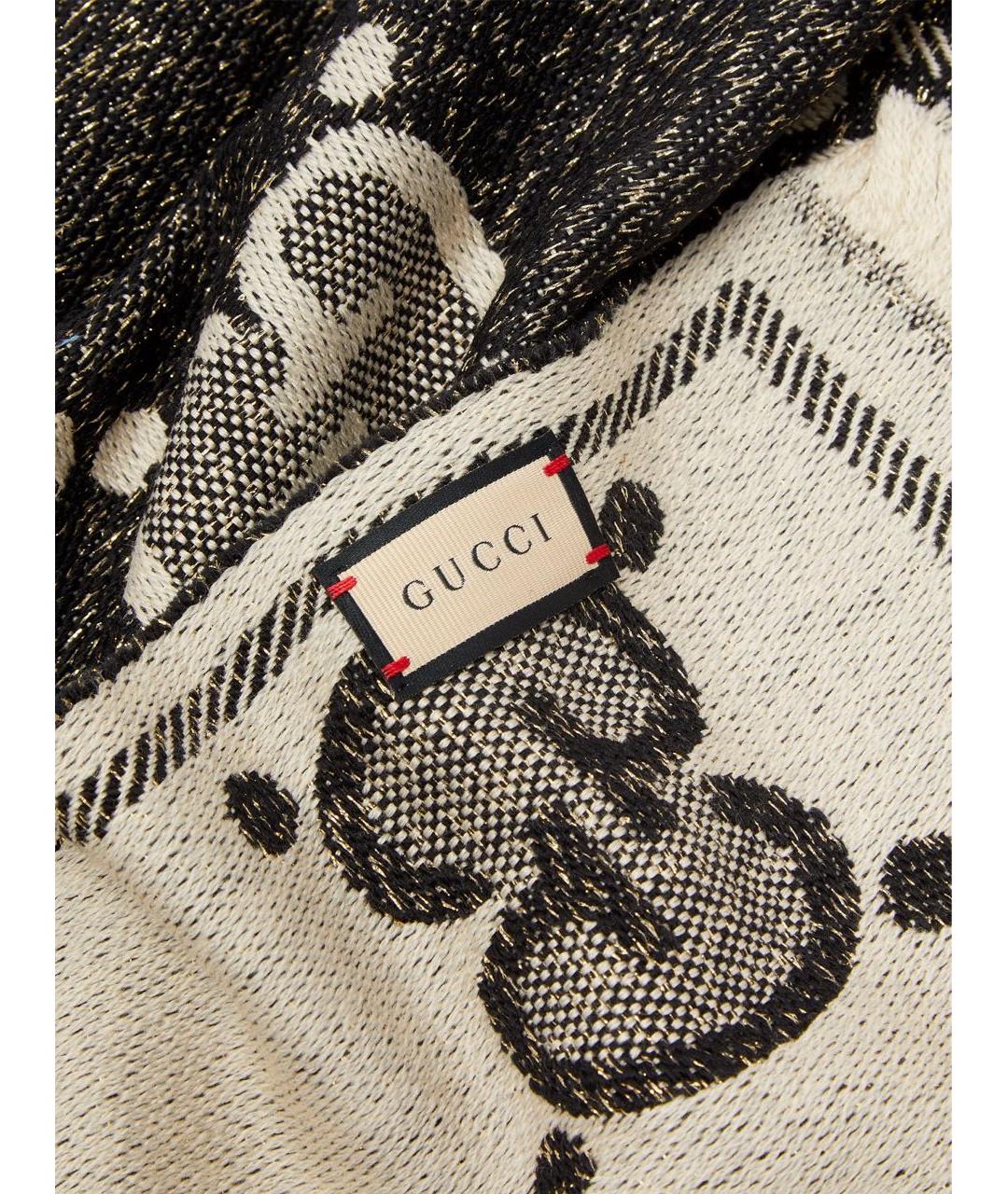 GUCCI Черный шерстяной шарф, фото 3