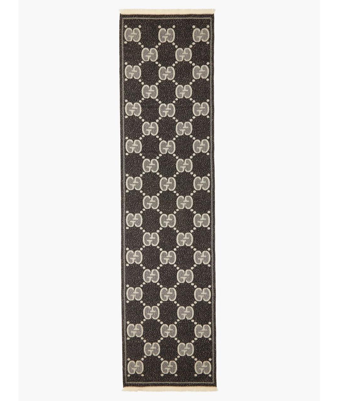GUCCI Черный шерстяной шарф, фото 2