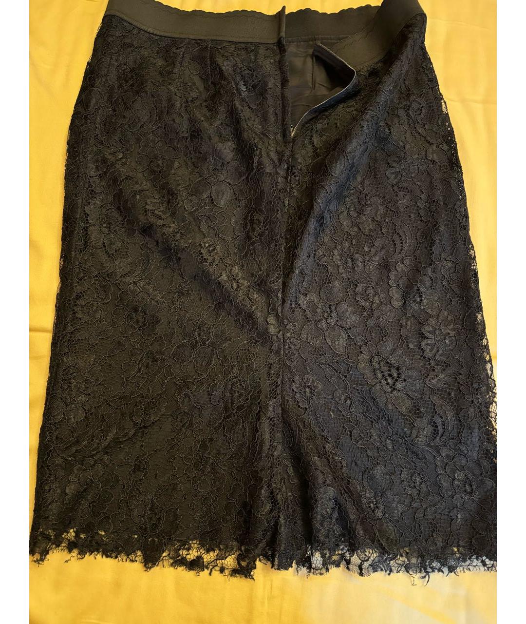DOLCE&GABBANA Черная кружевная юбка миди, фото 2